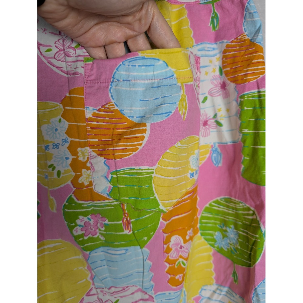 Lilly Pulitzer Pink Chinese Lantern Print Cropped Straight Leg Pants Womens 12 - Picture 4 of 8